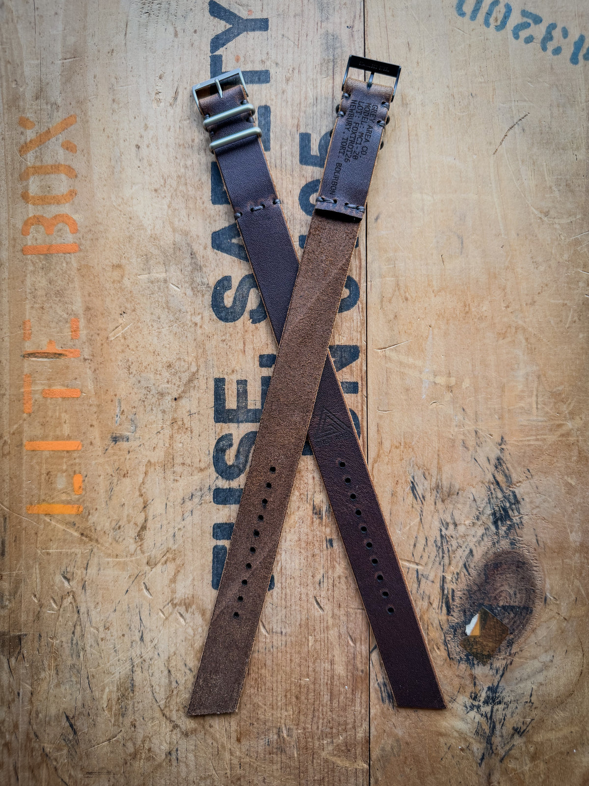 Newbury Tortoise MC1, handmade leather watch strap by Grey Area Co. Photo 5.