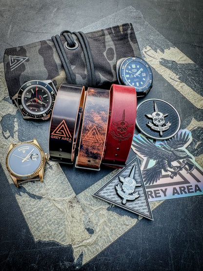 Black Shell Cordovan MC1, handmade shell cordovan watch strap by Grey Area Co. Photo 2.