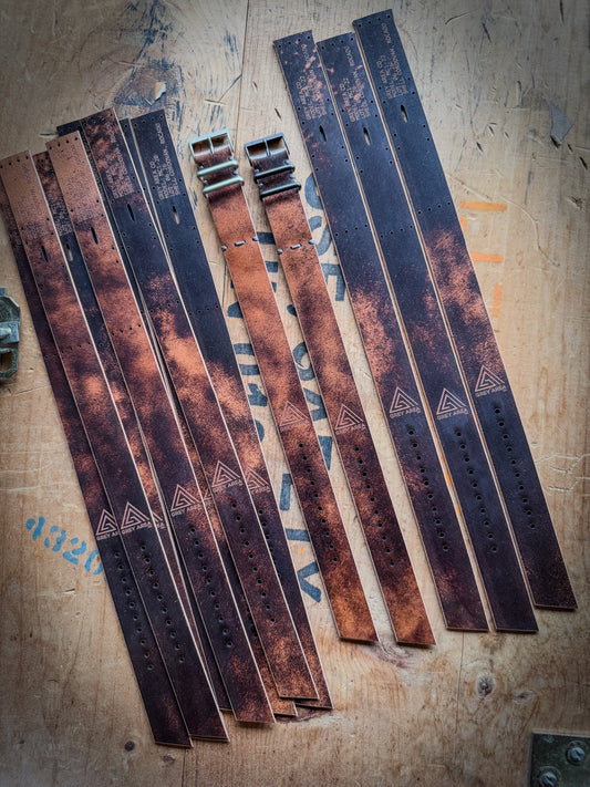 Brown Marble Shell Cordovan MC1, handmade shell cordovan watch strap by Grey Area Co.