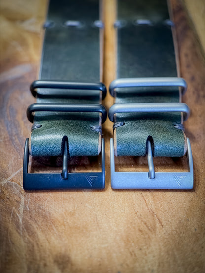 Green Museum Shell Cordovan MC1, handmade shell cordovan watch strap by Grey Area Co. Photo 3.