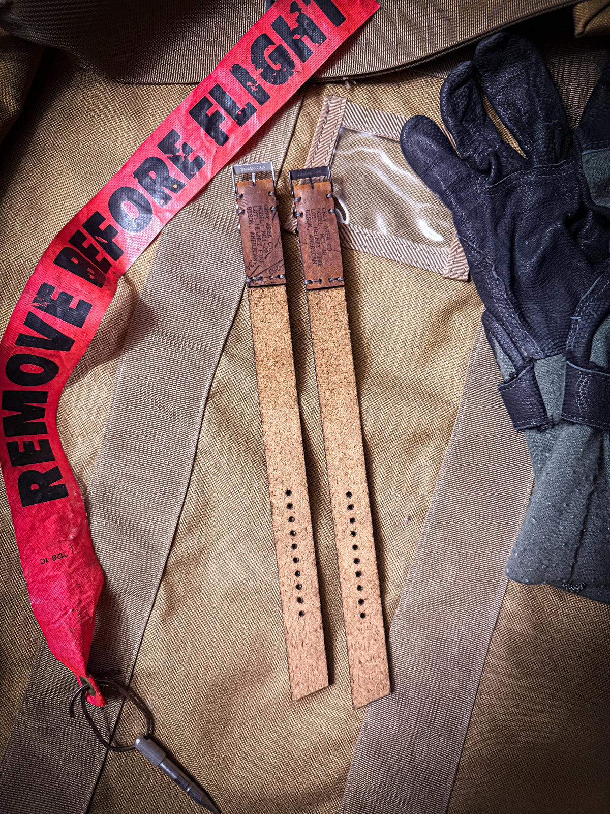 Helmet Fire MC1, handmade leather watch strap by Grey Area Co. Photo 2.