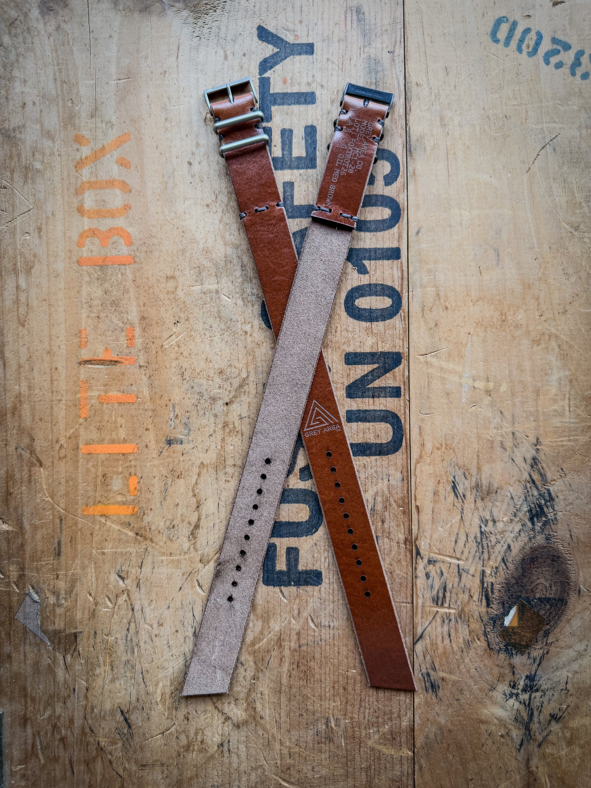 La Bretagna Gaucho Oil MC1, handmade leather watch strap by Grey Area Co. Photo 5.