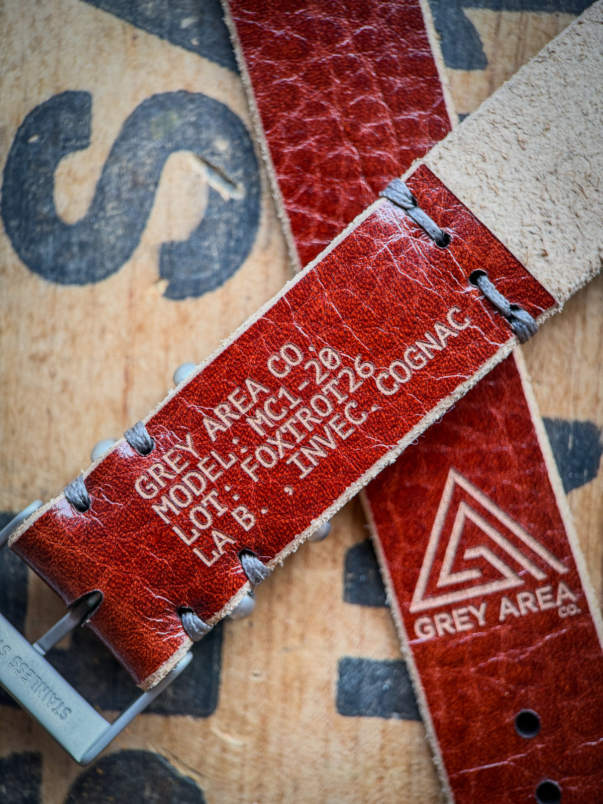 La Bretagna Invecchiato MC1, handmade leather watch strap by Grey Area Co. Photo 4.