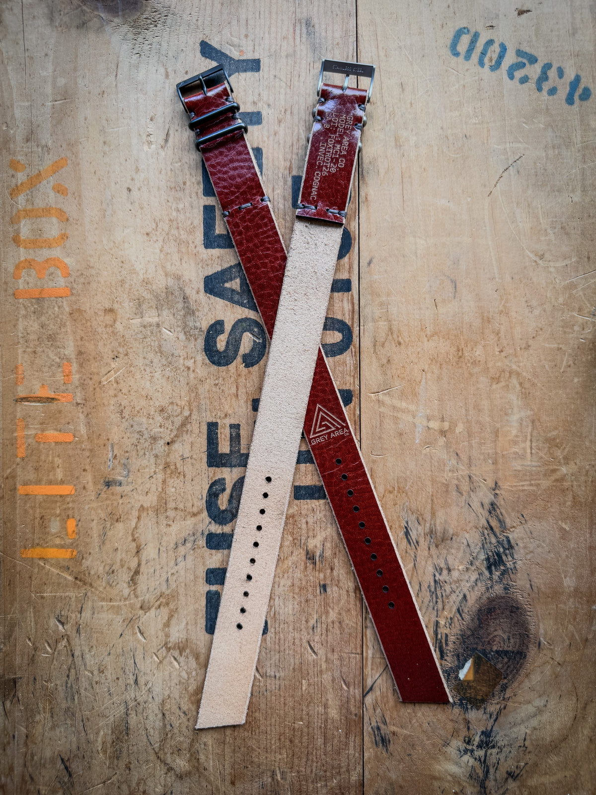 La Bretagna Invecchiato MC1, handmade leather watch strap by Grey Area Co. Photo 5.