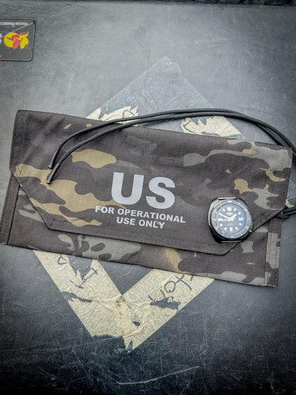 The Multicam Black Recon Roll, handmade watch roll by Grey Area Co. Photo 2.