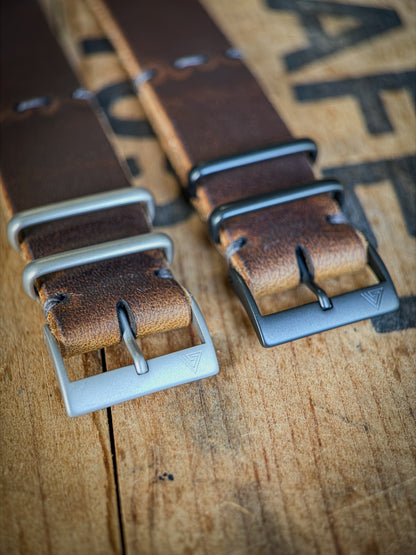Newbury Tortoise MC1, handmade leather watch strap by Grey Area Co. Photo 3.