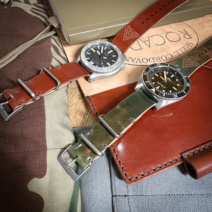 Shell Cordovan MC1 20mm, handmade shell cordovan watch strap by Grey Area Co. Photo 5.