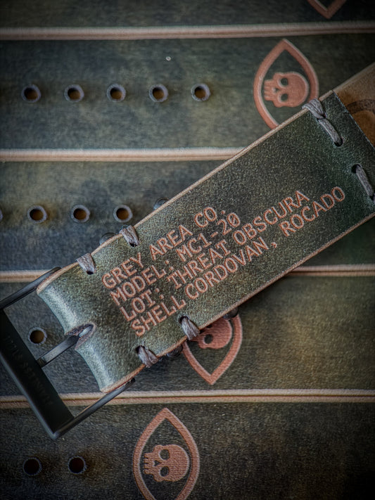 Threat Obscura x Shell Cordovan MC1, handmade shell cordovan watch strap by Grey Area Co.