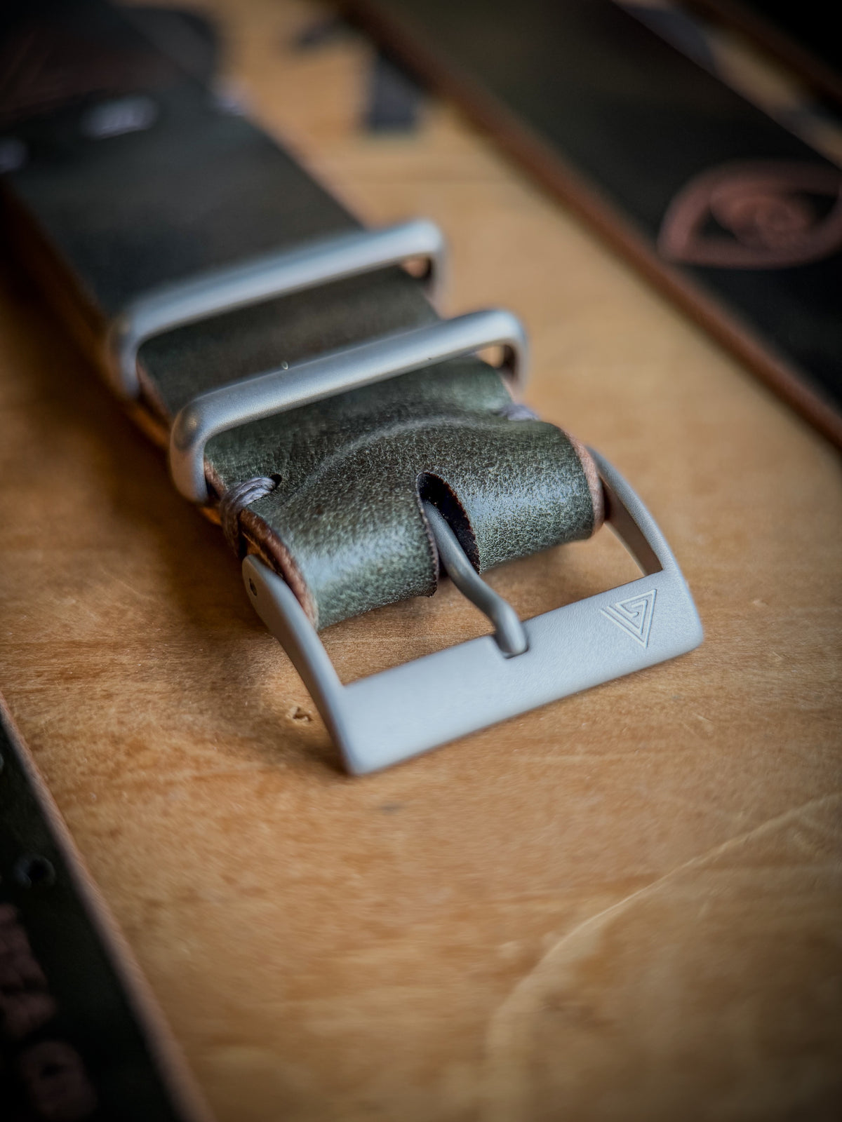 Threat Obscura x Shell Cordovan MC1, handmade shell cordovan watch strap by Grey Area Co. Photo 6.