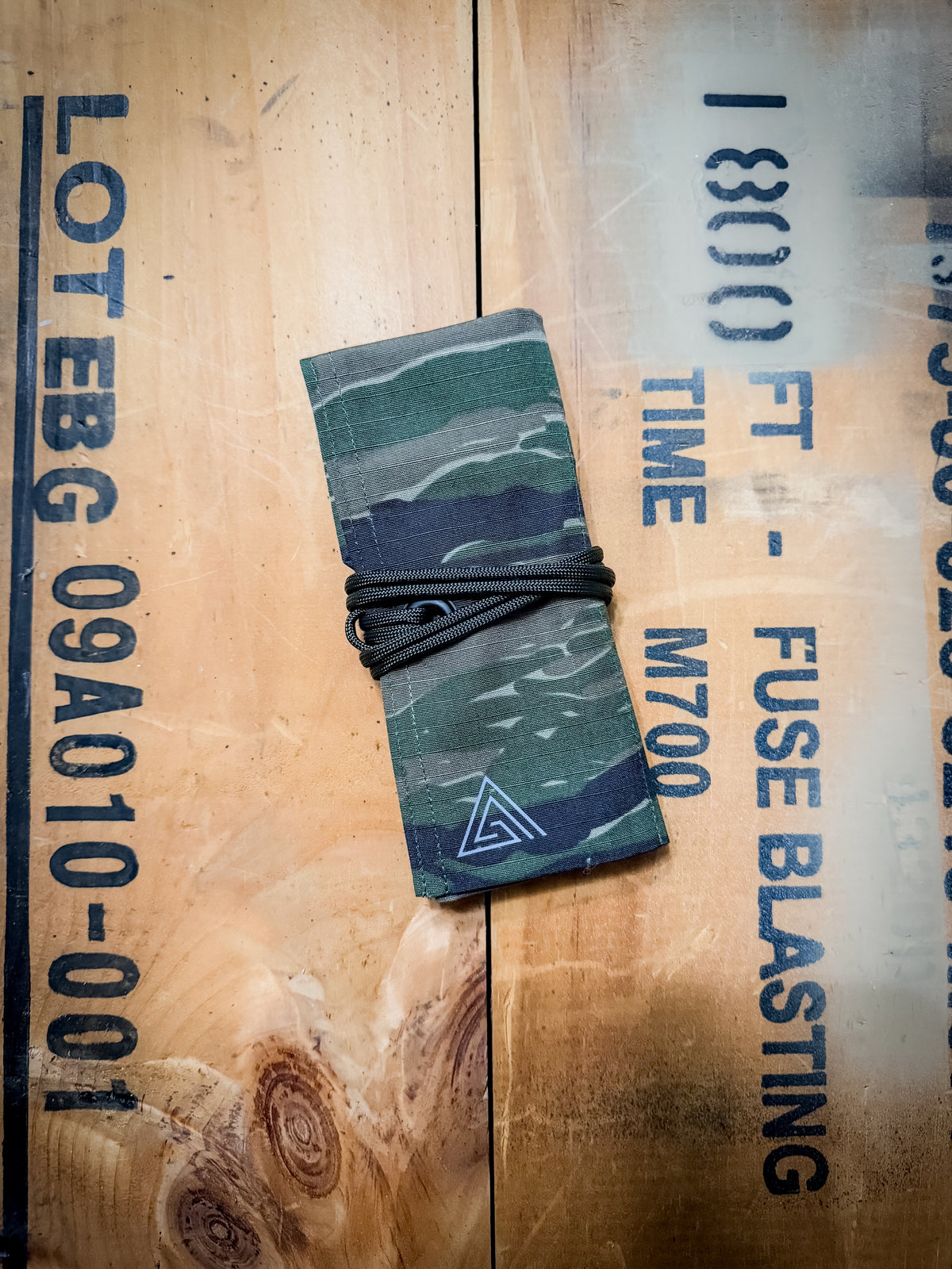 Tiger Stripe Recon Roll, handmade watch roll by Grey Area Co. Photo 4.