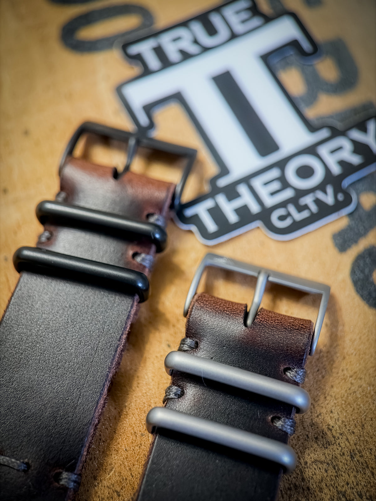 True Theory Collective Cowboy MC1, handmade leather watch strap by Grey Area Co. Photo 2.