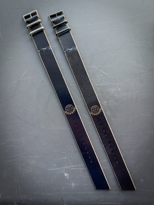 Watches On Blue MC1, handmade leather watch strap by Grey Area Co.